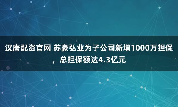 汉唐配资官网 苏豪弘业为子公司新增1000万担保,总担保额达4.3亿元